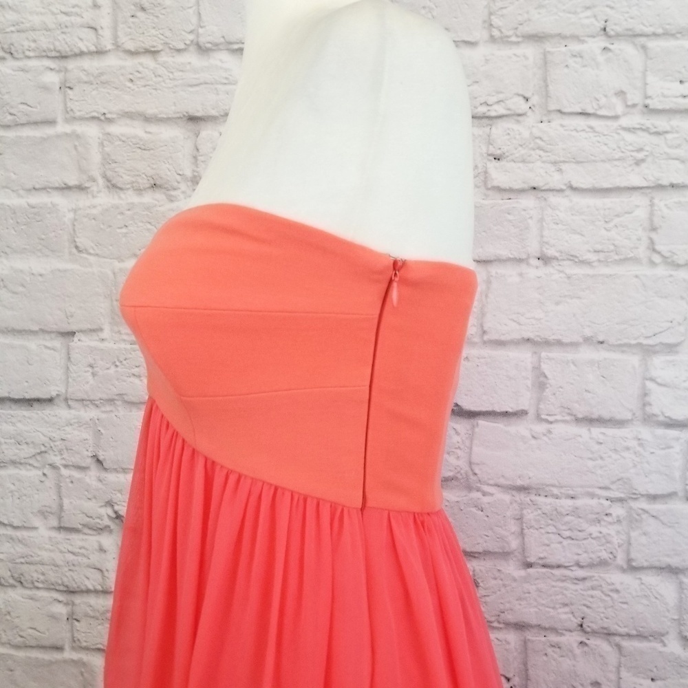 Diane Von Furstenberg coral strapless chiffon short dress women's size 2 Y2K - Picture 4 of 9